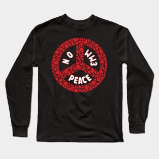 PRAYING FOR PEACE RED HEART PEACE SYMBOL DESIGN Long Sleeve T-Shirt